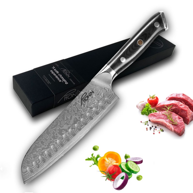 Rhonin Damascus Santoku Mes VG10 67-laags